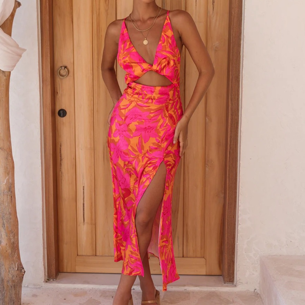 Beautiful NTW Pink and Orange cutout dress